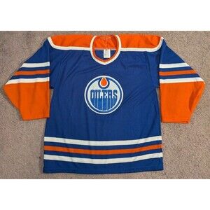 Vintage CCM Maska Air Knit Edmonton Oilers Blue Hockey Jersey Men's M